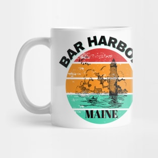 Bar Harbor Maine Lighthouse Retro Sunset Mug